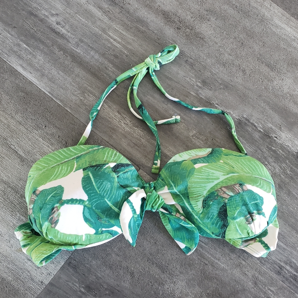 Green Tropical Bustier Bikini Top